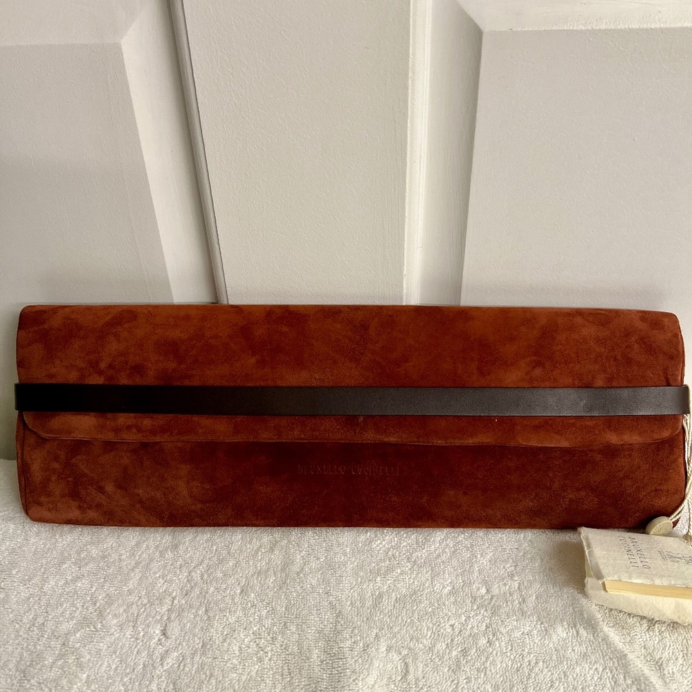 LIKE NEW Brunello Cucinelli Brown Suede Clutch Handbag